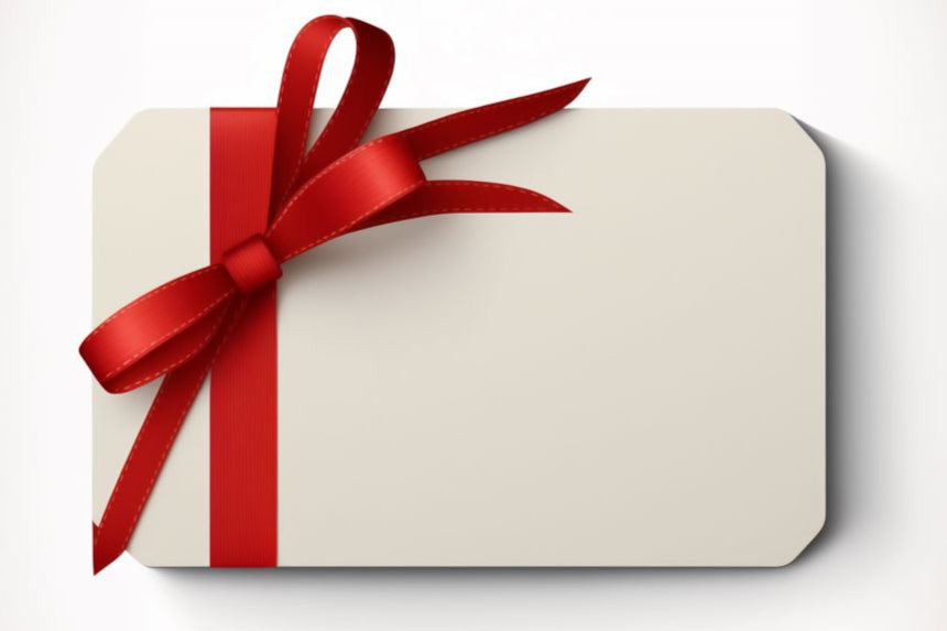 Gift Card Image, with red ribbon and white background