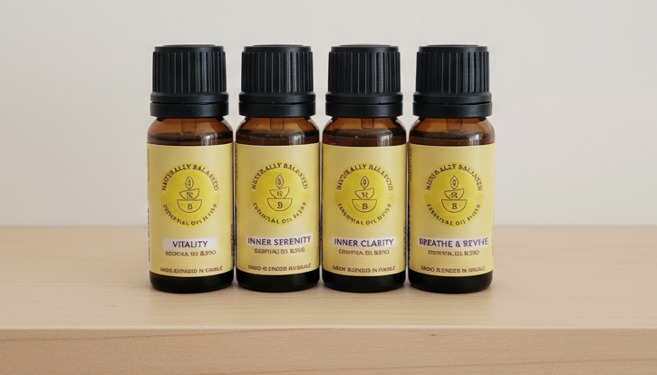 bottles of essential oils by Naturally Balanced
