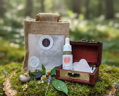 Balance Facial Oil & Gua Sha Gift Set (Chest +Bag)