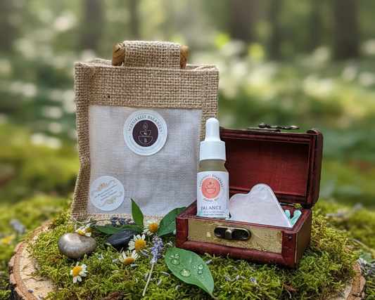 Balance Facial Oil & Gua Sha Gift Set (Chest +Bag)