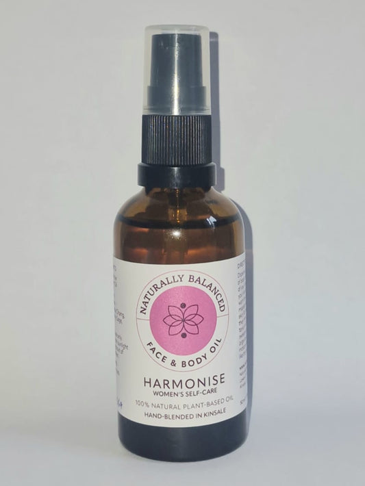 Harmonise Face and Body Oil with white background 
