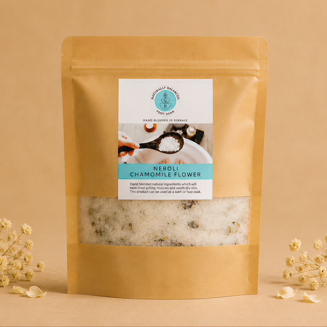 Beige package with a label on a beige background